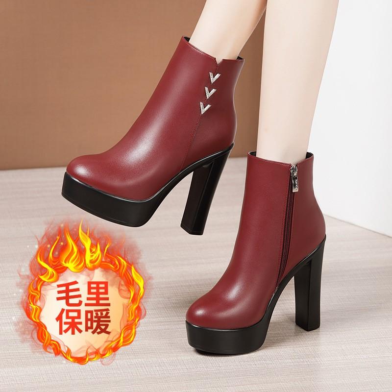 Womens High Heel Chunky Ankle Boots Winter Platform Dress Shoes Cheongsam Show