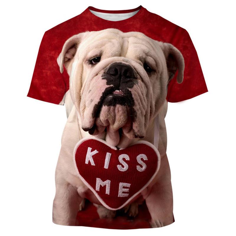 Brave Bulldog 3D Printed Men's Casual Short Sleeved T-shirt Plus Size O Neck Men's T-shirt