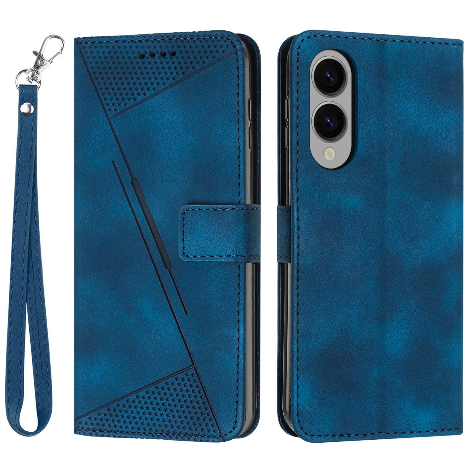 

For Samsung Galaxy S25 Edge Case Handbag Imprinted Triangle Leather Phone Cover Sapphire