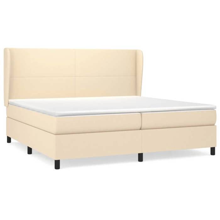 3127834 vidaXL Lit à sommier tapissier avec matelas Crème 200x200 cm Tissu