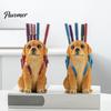 Hand Painted Dog Stationery Holder Golden Puppy Backpack Pen Holder, Cute Animal Storage Ornament, Resin Desktop Organizer, for Office And Study Craft