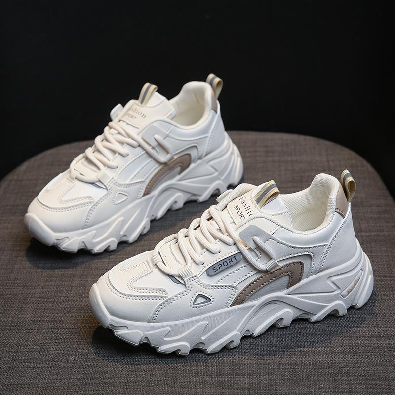 Dad Shoes Children's New 2025 Popular Leather Surface White Shoes Versatile Students Lightweight Shock Absorption Soft Sole Sports Running