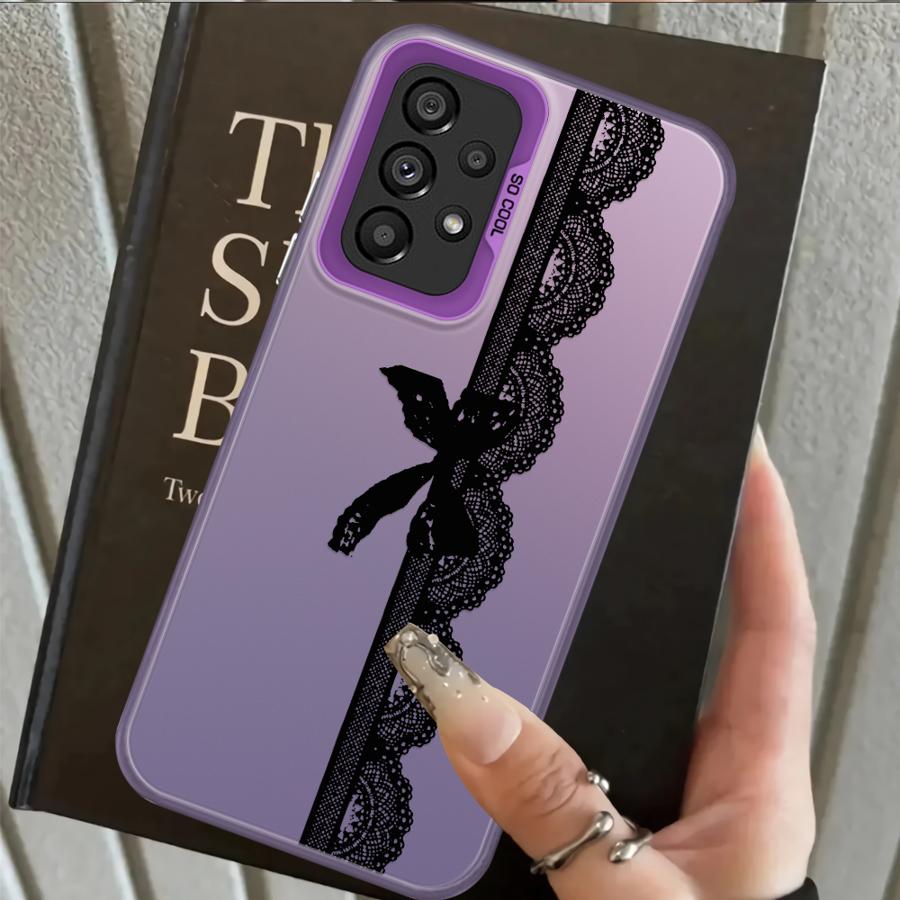 

Retro Black Lace Back Phone Cover Case for Samsung Galaxy A51 A52 A72 A10 A20 A50 A56 A04 A05 A03 A54 A71 A06 A07 Galaxy A72 5G