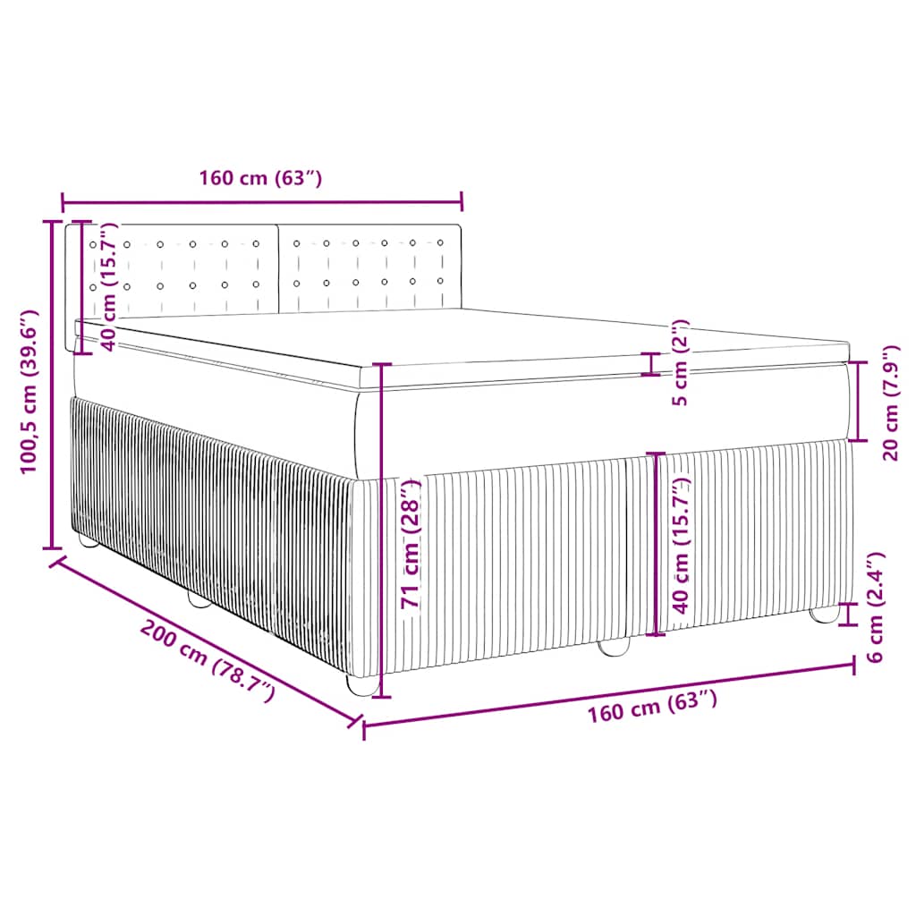 Box Spring Bed with Mattress Pink 160 X 200 Cm Velvet