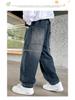 Boys' Fleece-Lined Casual Jeans - Autumn/Winter 2025 Trendy Style for Middle and Big Kids