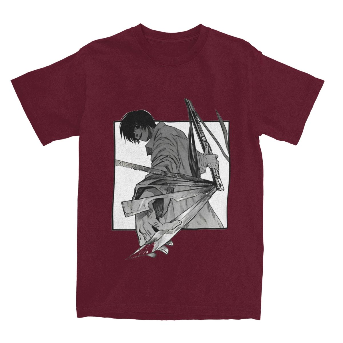 

Японское аниме Sakamoto Days Футболка Новинка Футболки Короткий рукав Классические топы Лето 100% хлопок Дышащие Большой размер 5XL Футболки XXXXXL бордовый