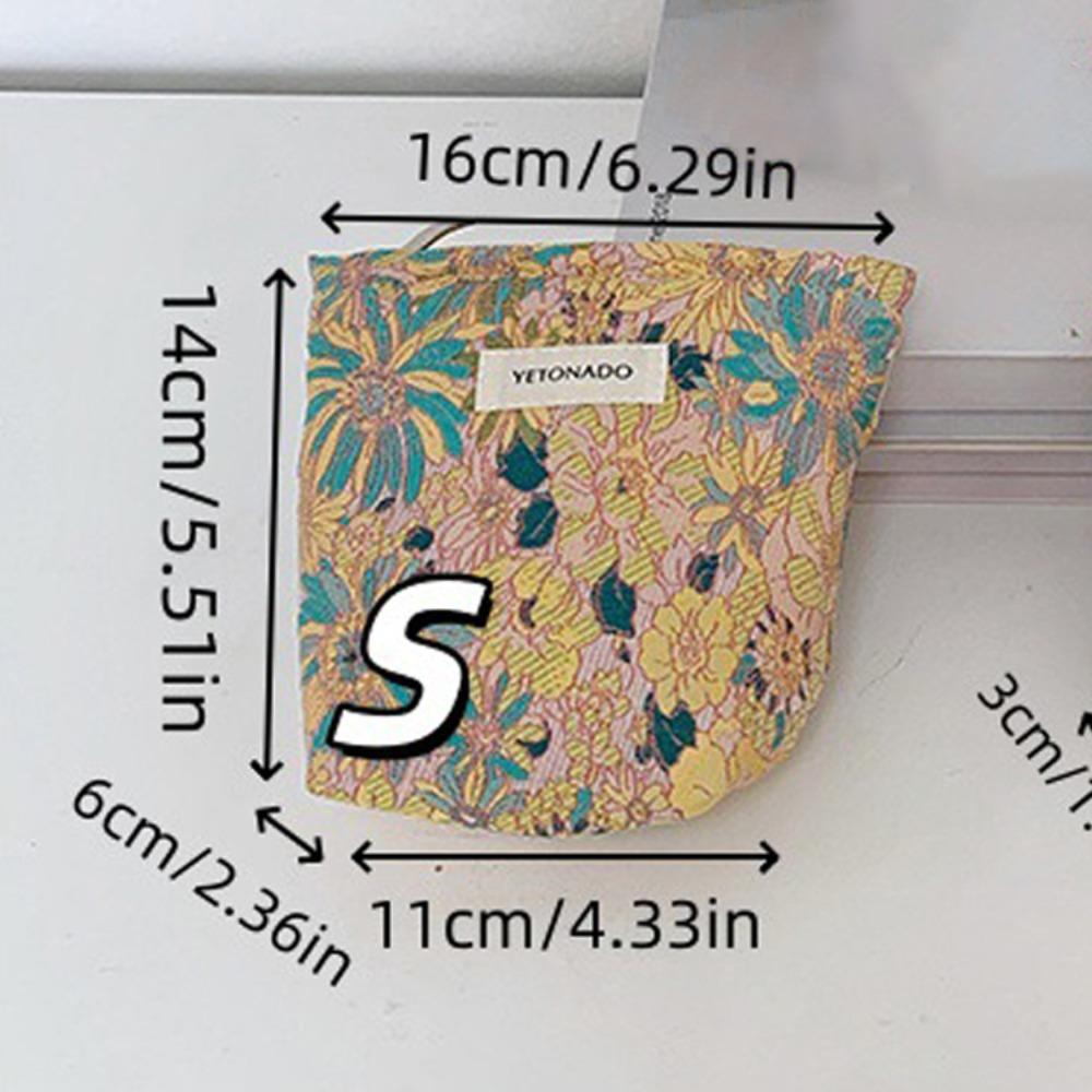 

Polyester Canvas Flower Clutch Bag Large Capacity Flower Pattern Cosmetic Storage Pouch Portable Zipper Closure