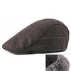 Beret Checkered Duckbill Retro Hat Vintage Men Woollen Cap Accessory Gift Adult