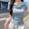 Design Strap Short-sleeved T-shirt for Women's Spring and Summer Nanyou New Product Sweet Tie for Girls To Wear Slim-fitting Bottoming Shirt
