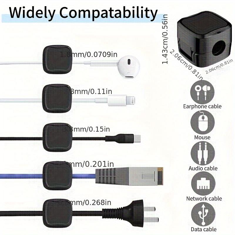 6//12/18pcs Magnetic Cable Organizers No-Drill Adhesive Cord Holders for Desk Car Sleek Charging Cable Management Clips
