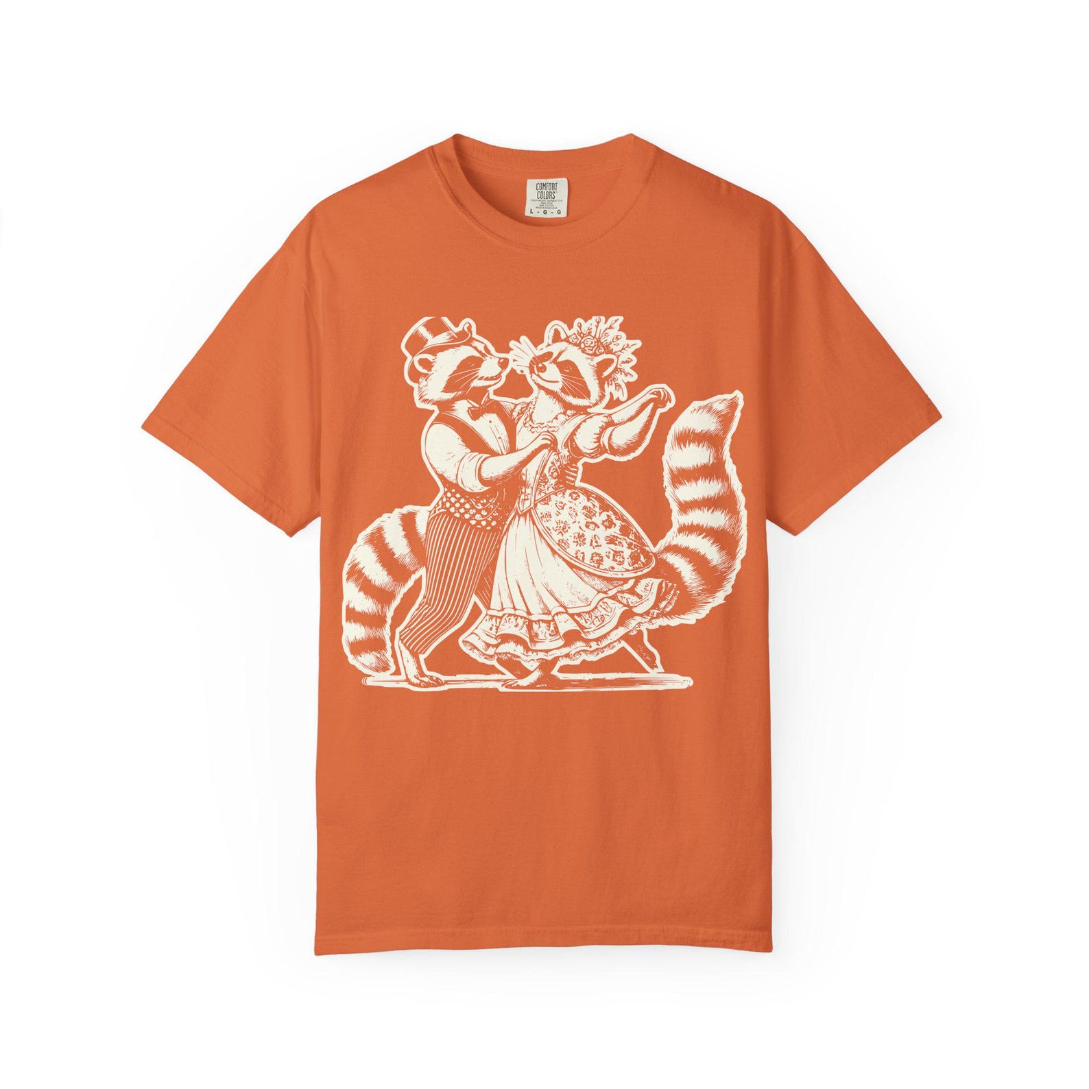 Dancing Raccoons Line Art T-Shirt: Whimsical Animal Tee, Gift for Kids XL
