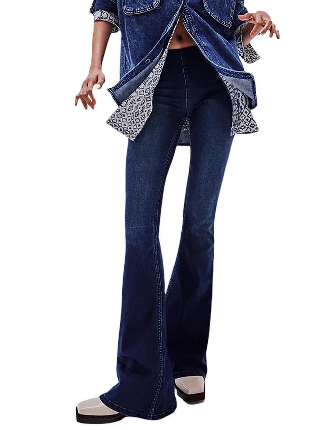 

Women s Mid-Waist Flare Jeans L темно-синий
