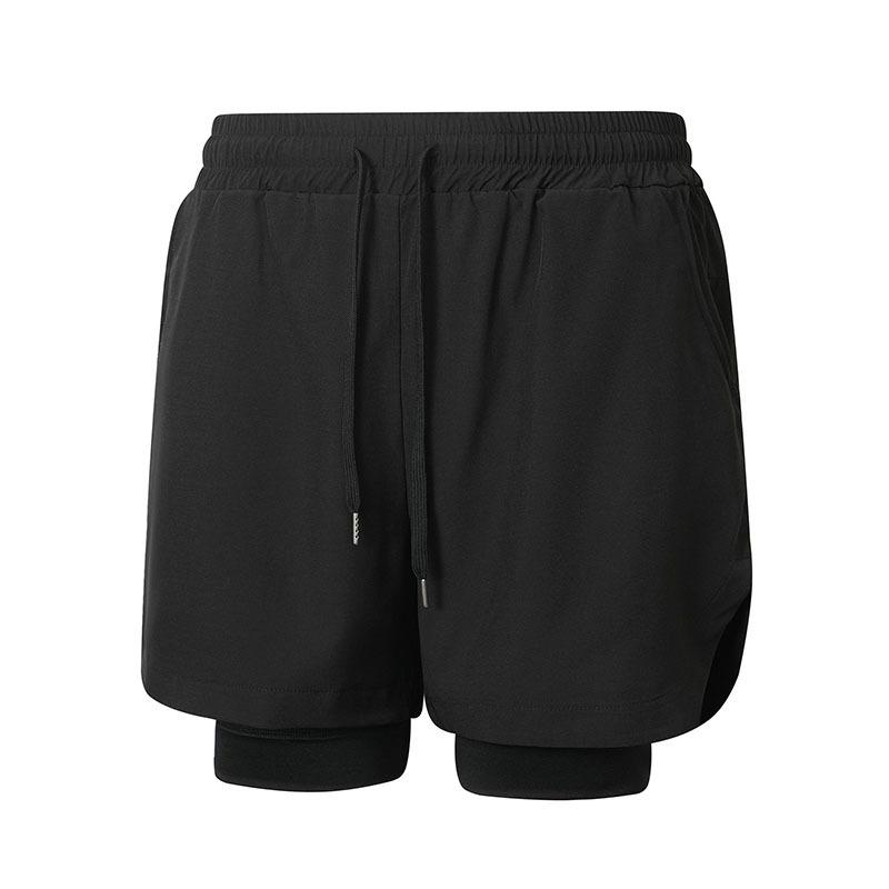 

Men s Quick Dry Workout Shorts with Built in Briefs Drawstring Waist S чёрный
