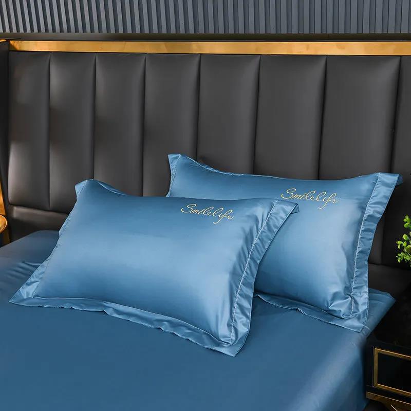Наволочка, летняя крутая наволочка из ледяного шелка, однотонная вышитая наволочка из ледяного шелка, две упаковки, 4874 см