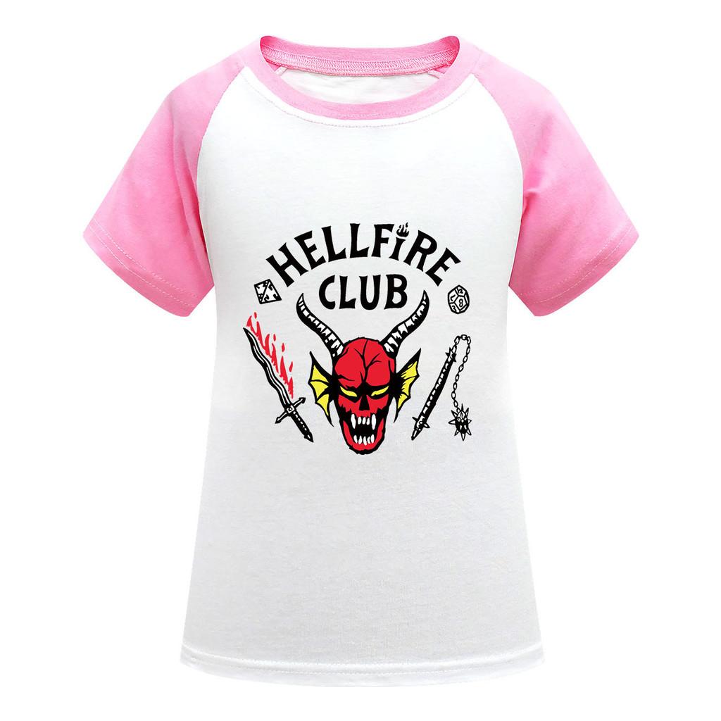 Maglietta Casual in Cotone Stampata Stranger Things Hellfire per Bambini 130cm