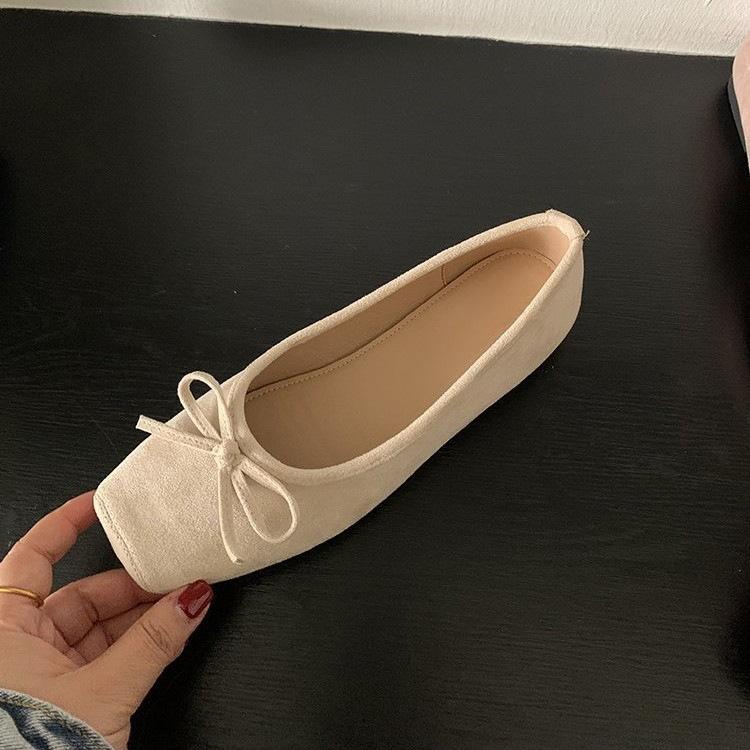 Flat Shoes French Bow Women's Shoes Red Small Single Shoes Ballet Shoes Spring and Summer New Ladyshoes Doudou Shoes