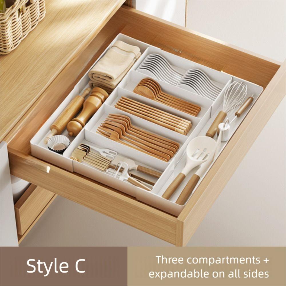 Expandable Drawer Organizer Adjustable Flatware Cutlery Holder Tray  Drawer Divider