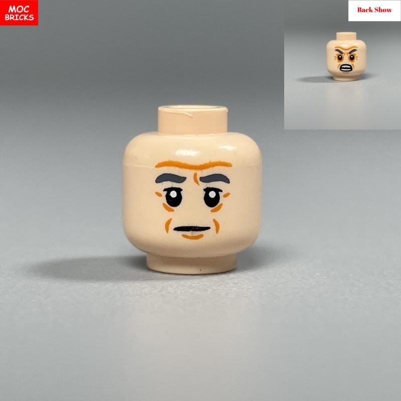 

5pcs Custom Build Bricks 2 Side Expression Old Man Women Glasses Face Printed Head 4cm Figure Doll Constructing Modules Toy Sets Kids Gifts
