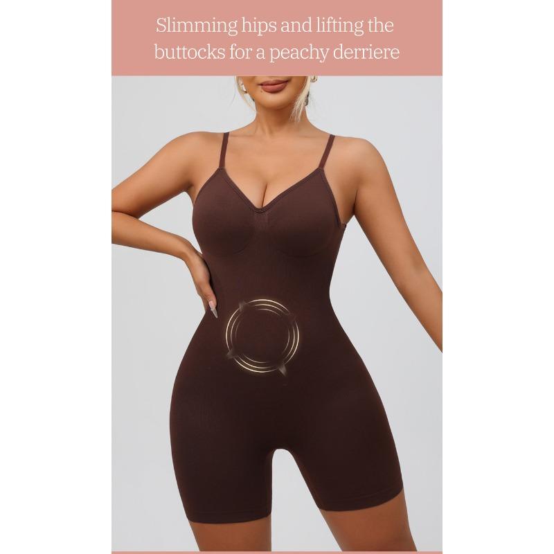 Backless Spaghetti Strap Full Body Shaper Tummy Control Hip Lifting Seamless Shapewear Bodysuit