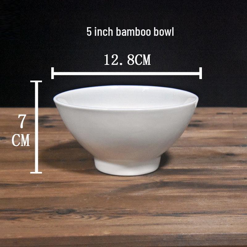 

High-Footed White Porcelain Rice and Ramen Bowl - Anti-Scald Design, Conical Shape, Ideal for Soup and Porridge