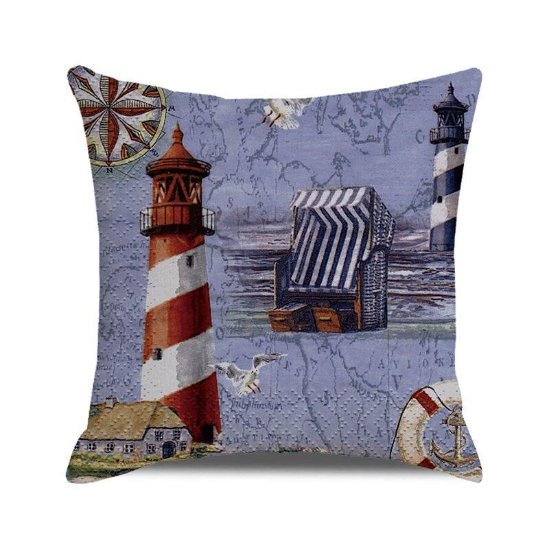 45x45 Cm Starfish Beach Chair Sailboat Slippers Print Pillowcase Upholstery Pillowcase Nautical Style Cushion Cover