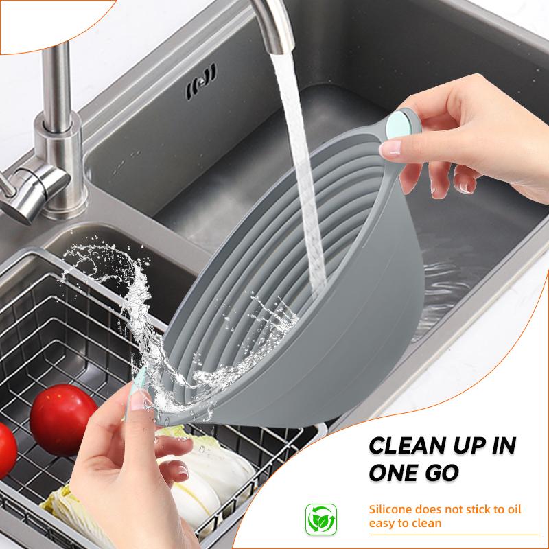 2pcs 10 Inch Oval Collapsible Silicone Banneton Bread Proofing Basket Reusable Sourdough Dough Fermentation Bowl For Home Baking