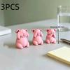 3 Stück 3D-Druck Rosa Schweinefigur Cartoon-Ferkelfigur Lustige Schweinestatue Schlafzimmerdekoration
