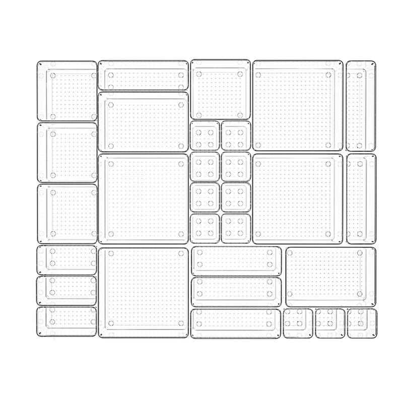 Cross-Border E-commerce PS Plastic Drawer Organizer: 25-Piece Bathroom Cosmetic Storage Box Set