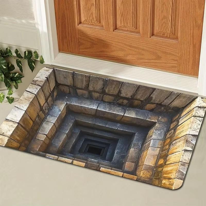 3D Optical Illusion Endless Abyss Non-Slip Door Mat Machine Washable for Bathroom Bedroom Camping Yoga Durable Floor Mat