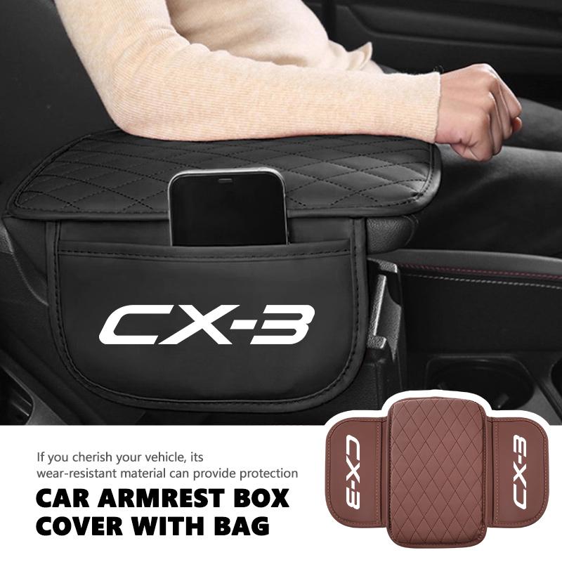 For Mazda Car Center Console Protector Cover Leather Armrest Box Cushion Pad CX5 MX5 CX7 Axela MS CX30 CX90 CX60 CX50 2 3 6 5