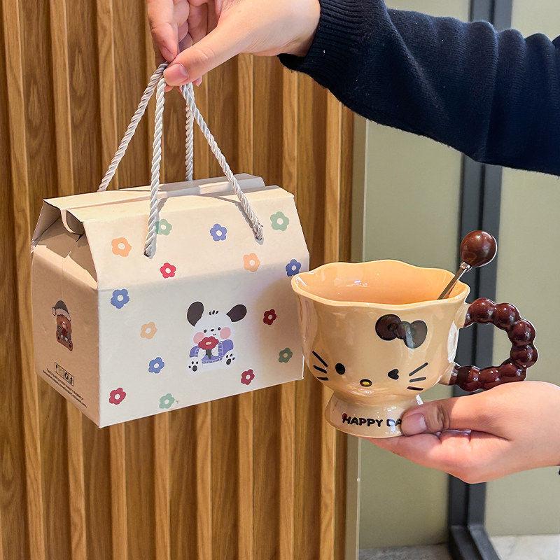 Birthday Gift Set: Ceramic Cat Mug with Souvenir Box for Girlfriend or Best Friend