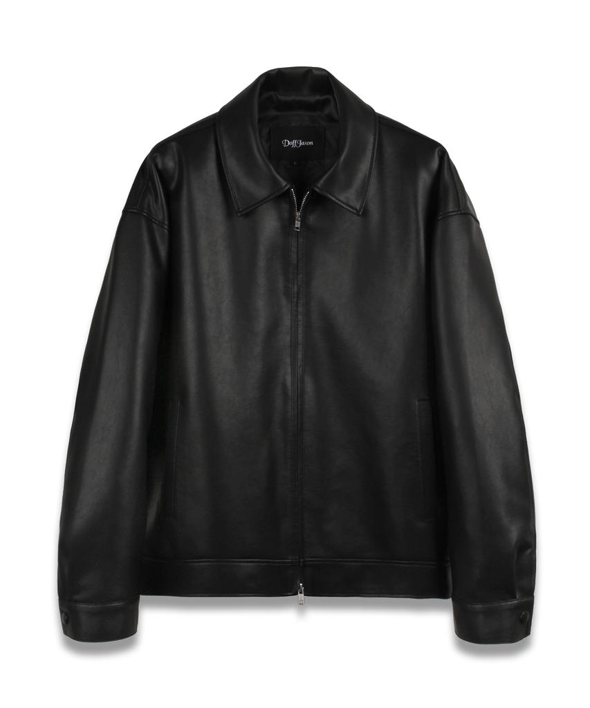 Doffjason Oversized Vegan Leather Single Jacket