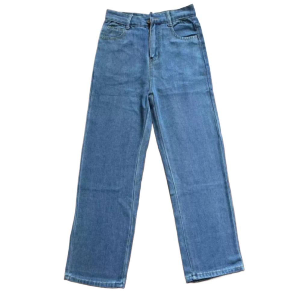 Damen Jeans mit hoher Taille und geradem Bein, Lockere Wide Leg Jeans aus Denim, Säuregewaschen Hellblau Dehnbare Jeans mit Taschen, Lässige Büro-Arbeitshosen