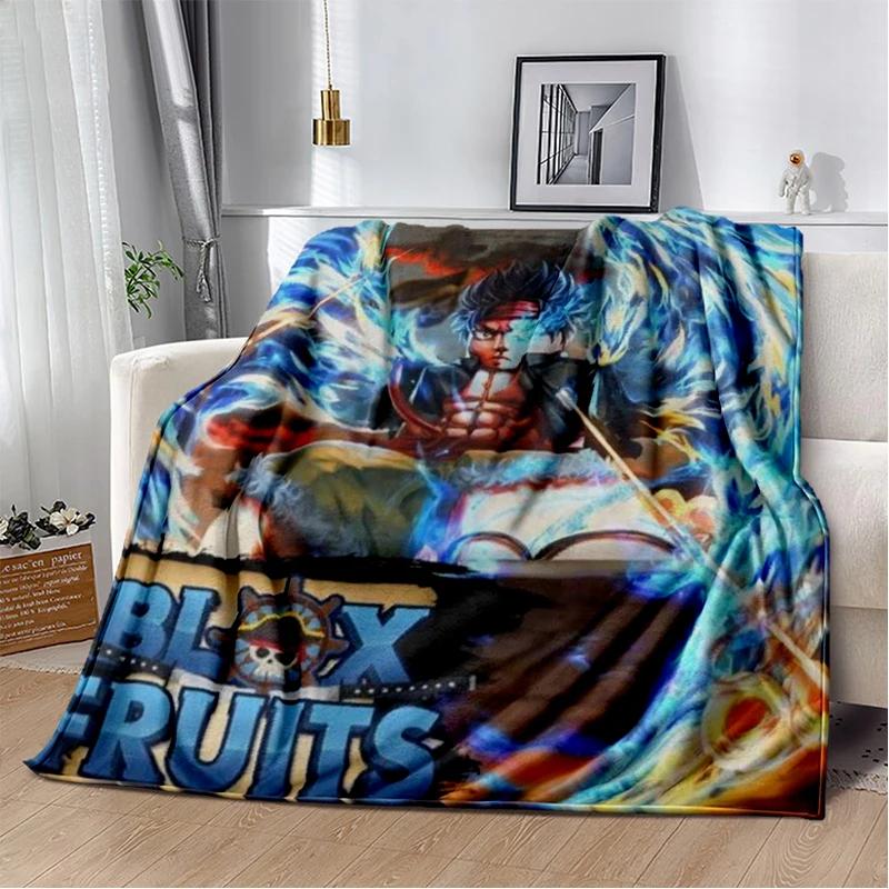 2025 New Style B-Blox Fruit Cartoon Flannel Blanket,Soft Throw Blanket for Home Bedroom Bed Sofa Travel Cover Kid Gift
