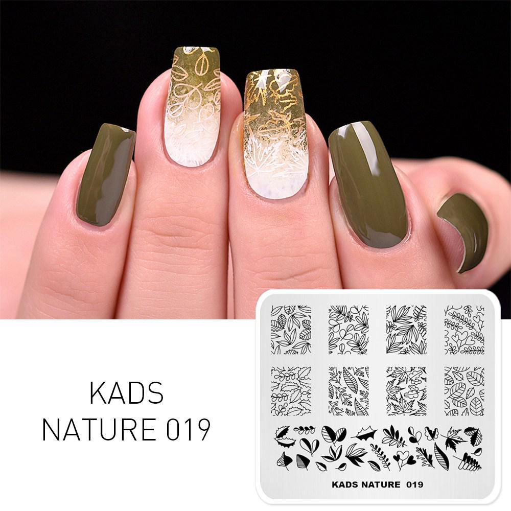 

KADS NATURE 19 изображение листа дерева пластина для стемпинга ногтей, штамп для ногтей, шаблон «сделай сам», пластина для штамповки ногтей, шаблон для ногтей