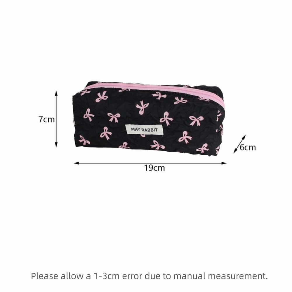INS Bow Print Pencil Case Large Capacity Student Stationery Storage Bags Back to School Gifts