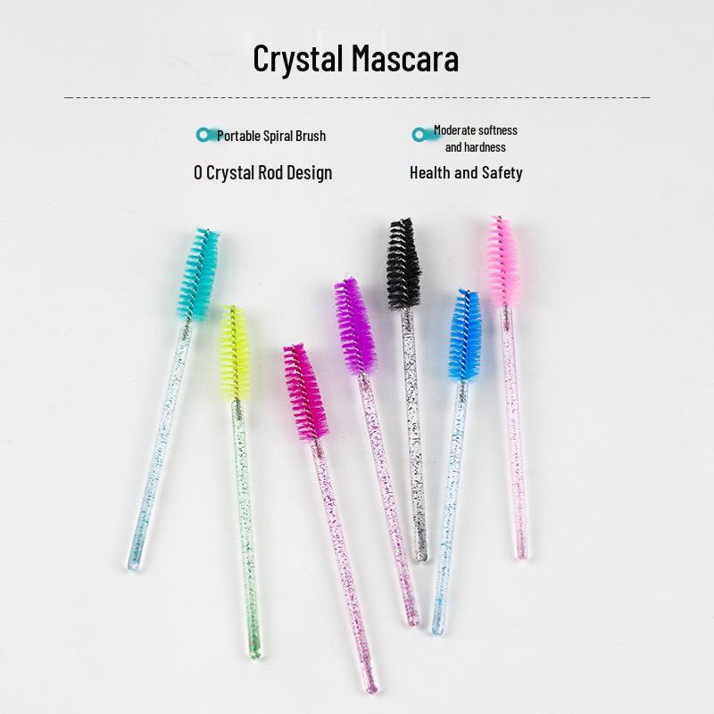 50-Piece Portable Crystal Rod Eyelash & Eyebrow Brush Set - Nylon Makeup & Extension Comb
