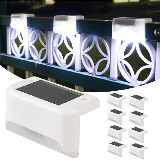 EROCK 8 Pack Solar Deck Lights, LED Solar Step Lights Waterproof Solar Lamp Outdoor Lighting for Stair, Deck, Patio, Yard, Pathway, Fences, Driveway