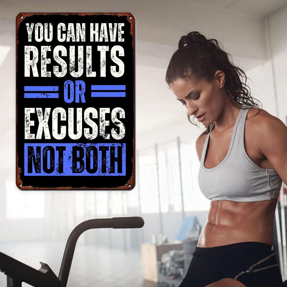 You Can Have Results Or Excuses Not Both Metal Tin Sign Retro Poster Cafe Bar Gym Living Room Bathroom Kitchen Home Art Wall Decoration Plaque Gift