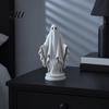 Gothic Style Home Accent Ghost Statue, Resin White Figurine, Spooky Halloween Decoration with Durable Art Flowing Robe And Base for Mantel,