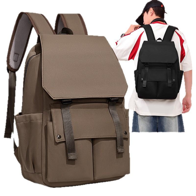 Schoolbag College Students Junior High School Versatile Korean Version Solid Color Backpack Female High School Students Men Lightweight Simple