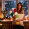 Christmas Candy Cane Pillow Plush Christmas Decorative Cushion Colorful Throw Pillow For Kids Adults Sofa Couch Bed Living Room