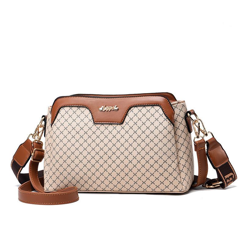 2023 New Middle-aged Mother-in-law Grandma Large Capacity Women s Bag Atmospheric Fashion All-match Shoulder Crossbody Bag Brown Diamond Check