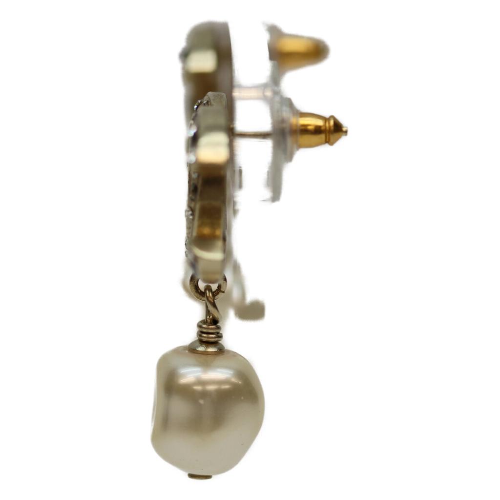 Chanel B12A Gold Plated Rhinestone CC Logos Pearl Earrings Earring goldUsed