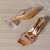 Fashion 2025 Summer New Open Toe Women's Slippers Fashion Outdoor Dress Crystal Sequins Best Seller Comfortable Elegant High Heels