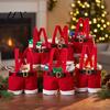 Festive Party Souvenir Bags Christmas Santa Pants Gift Bag, Red Plush Candy Tote with Handles Holiday Window Display Props for Wine Bottle,