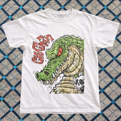 T-shirt Graphique Crocodile Style Vintage Blanc Unisexe Réimpression Chemise Streetwear