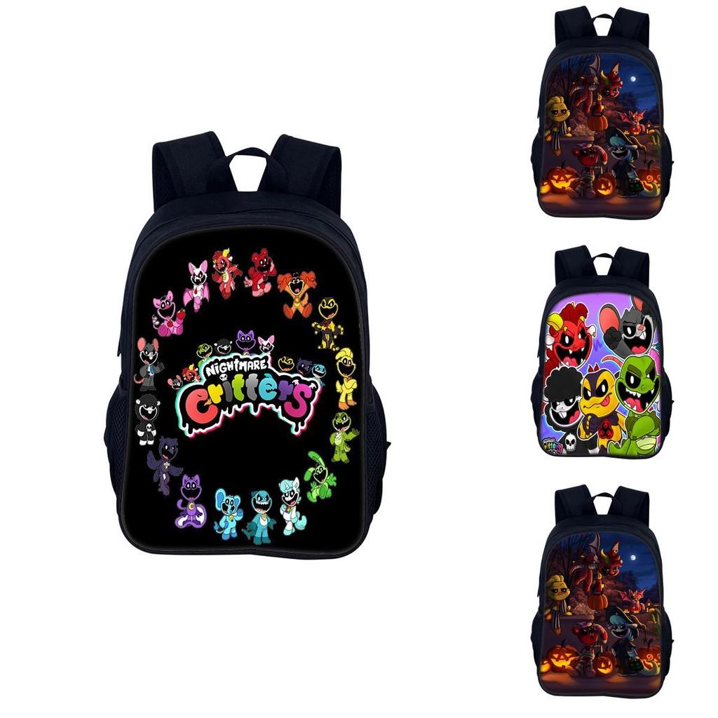 Albtraum-Kreaturen Niedlicher und verspielter Doppel-Schulterrucksack für Schüler im Alter von 3 bis 4 Jahren