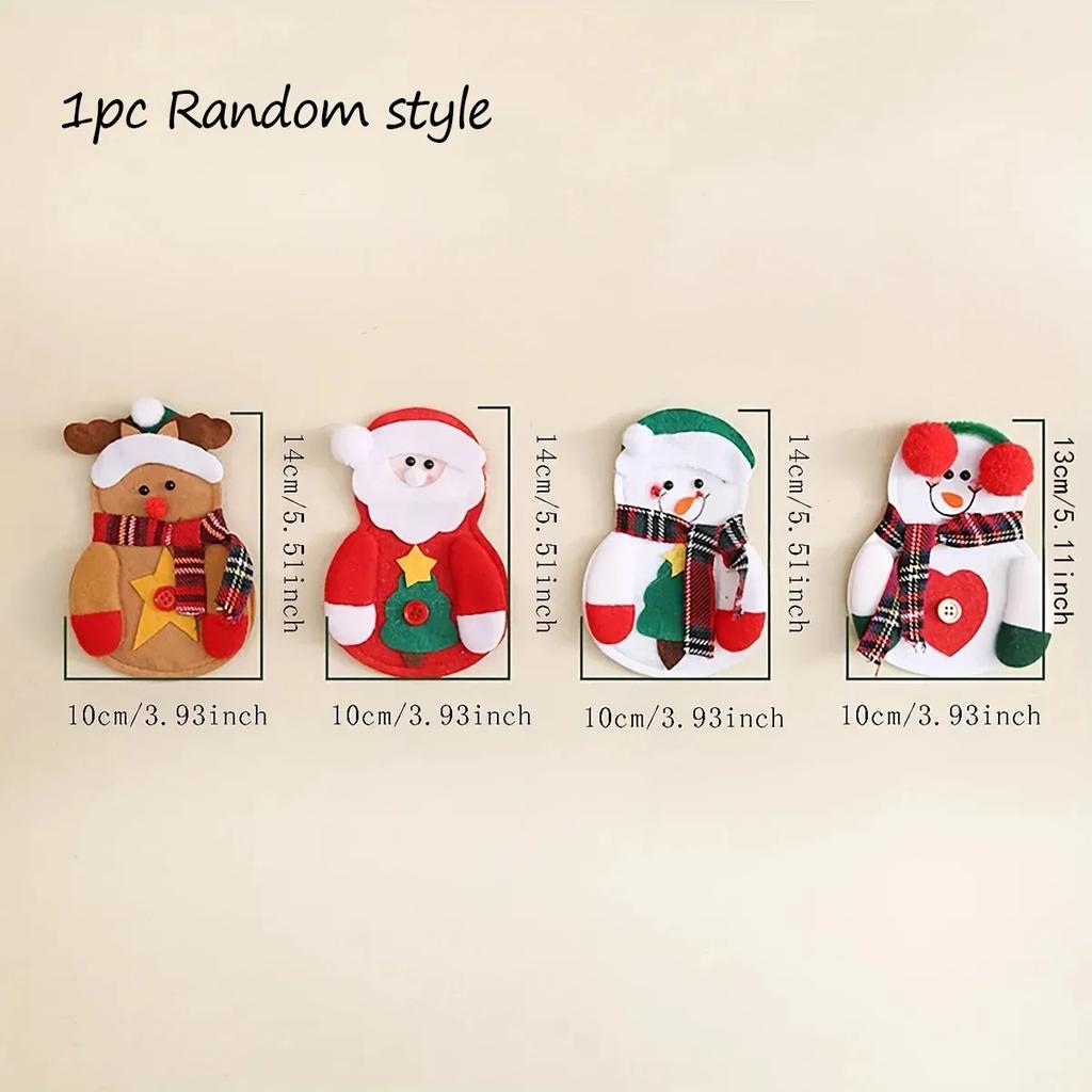 1pc-Christmas Knife and Fork Cover Christmas Sticker Hat Knife and Fork Bag Diy Crafts Party Decor Home Decor Accessories