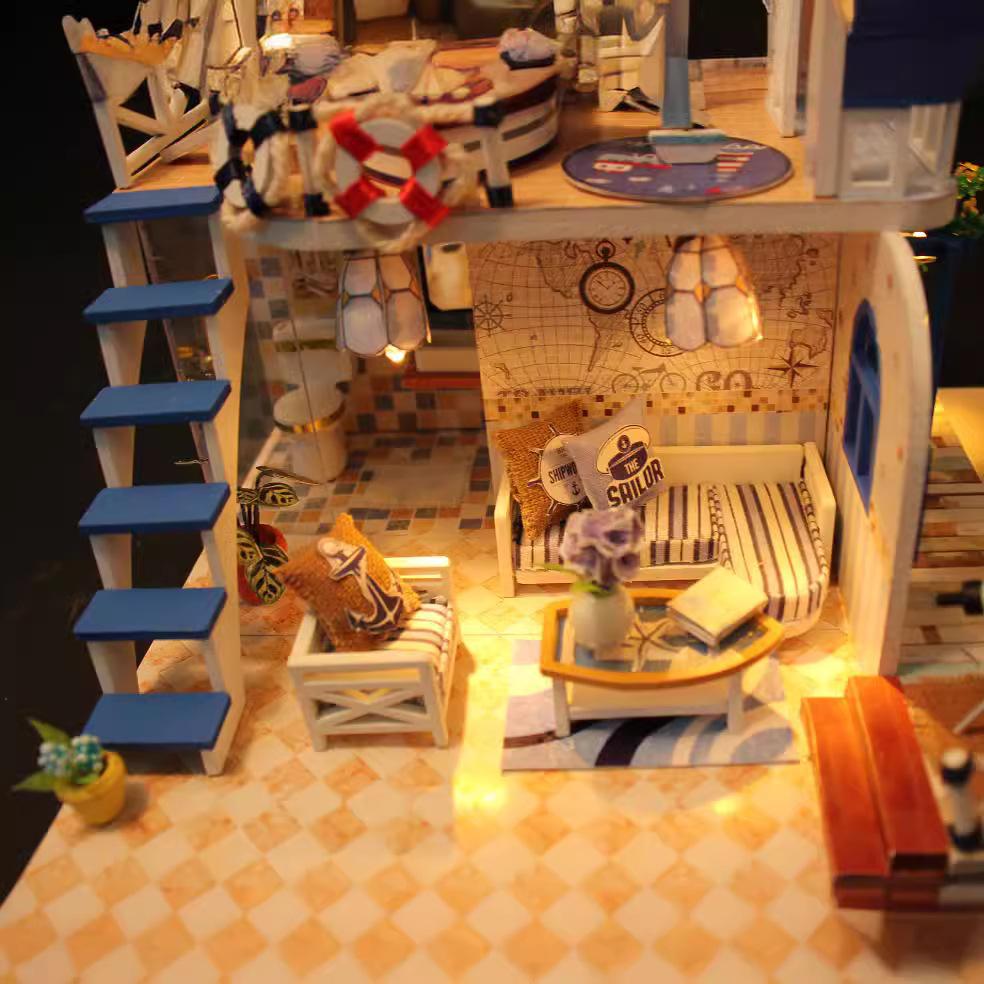 Kit de maison de poupée en bois, puzzle à assembler, modèle de construction, jouet, décoration de chambre à coucher avec meubles, maison de poupée en bois